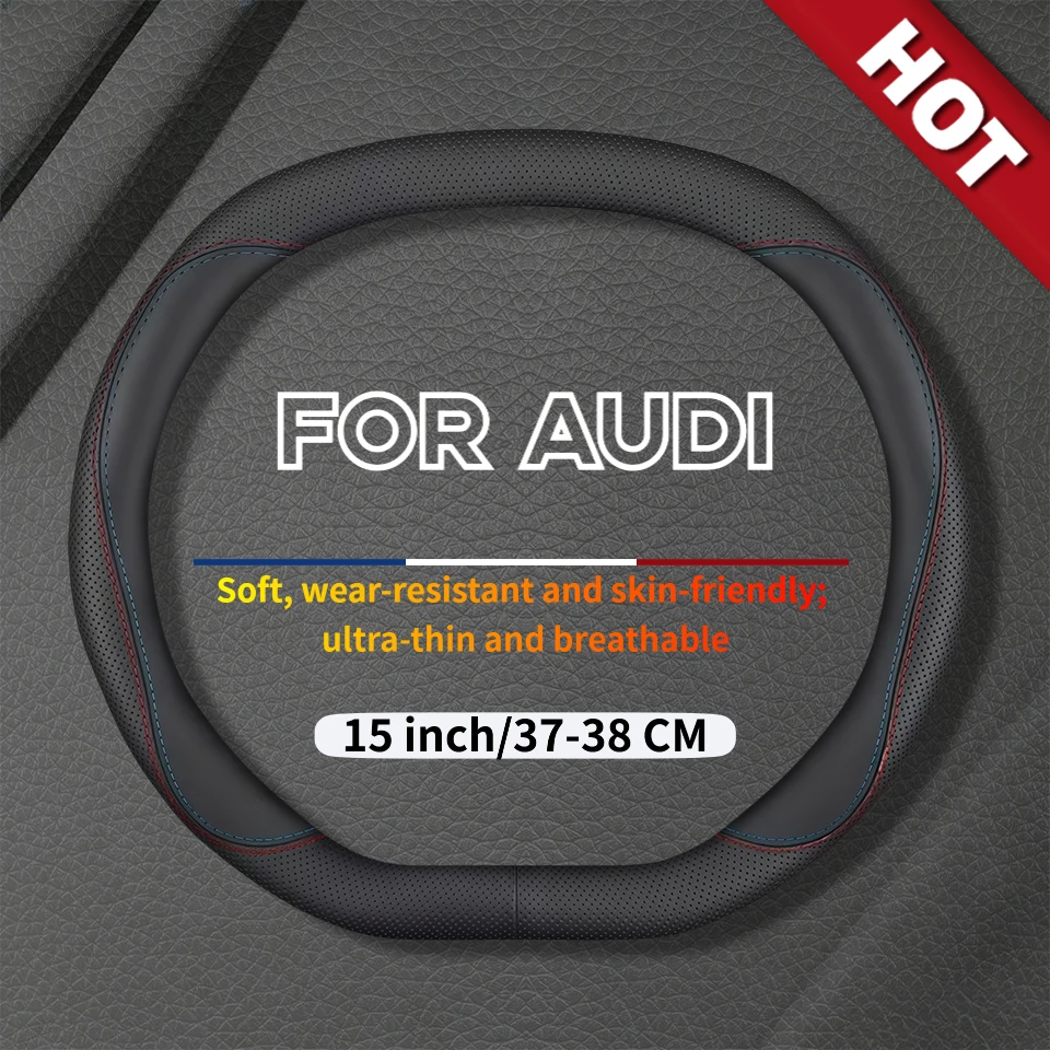 Fit 14.5-15in Non-slip Breathable Modified Double D Steering Wheel for Audi A5 Q5 A4 RS4 RS5 RS6 RS7 Car Styling