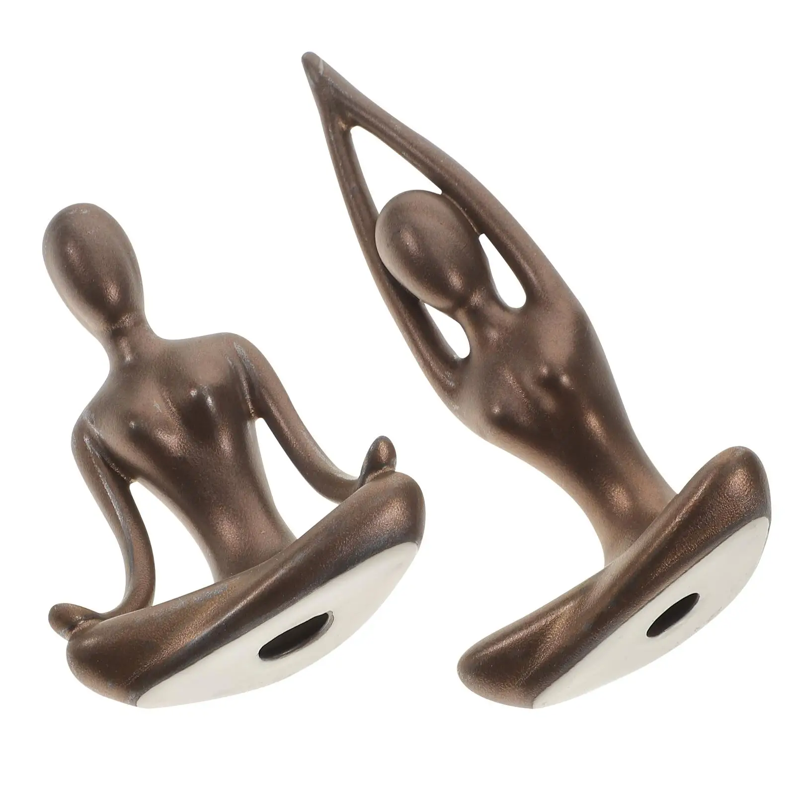 

2 Pcs Yoga Figurine Resin Sculpture Home Decor Statue Zen Accessories Bedroom Office Yoga Pose Model Realistic Lifelike