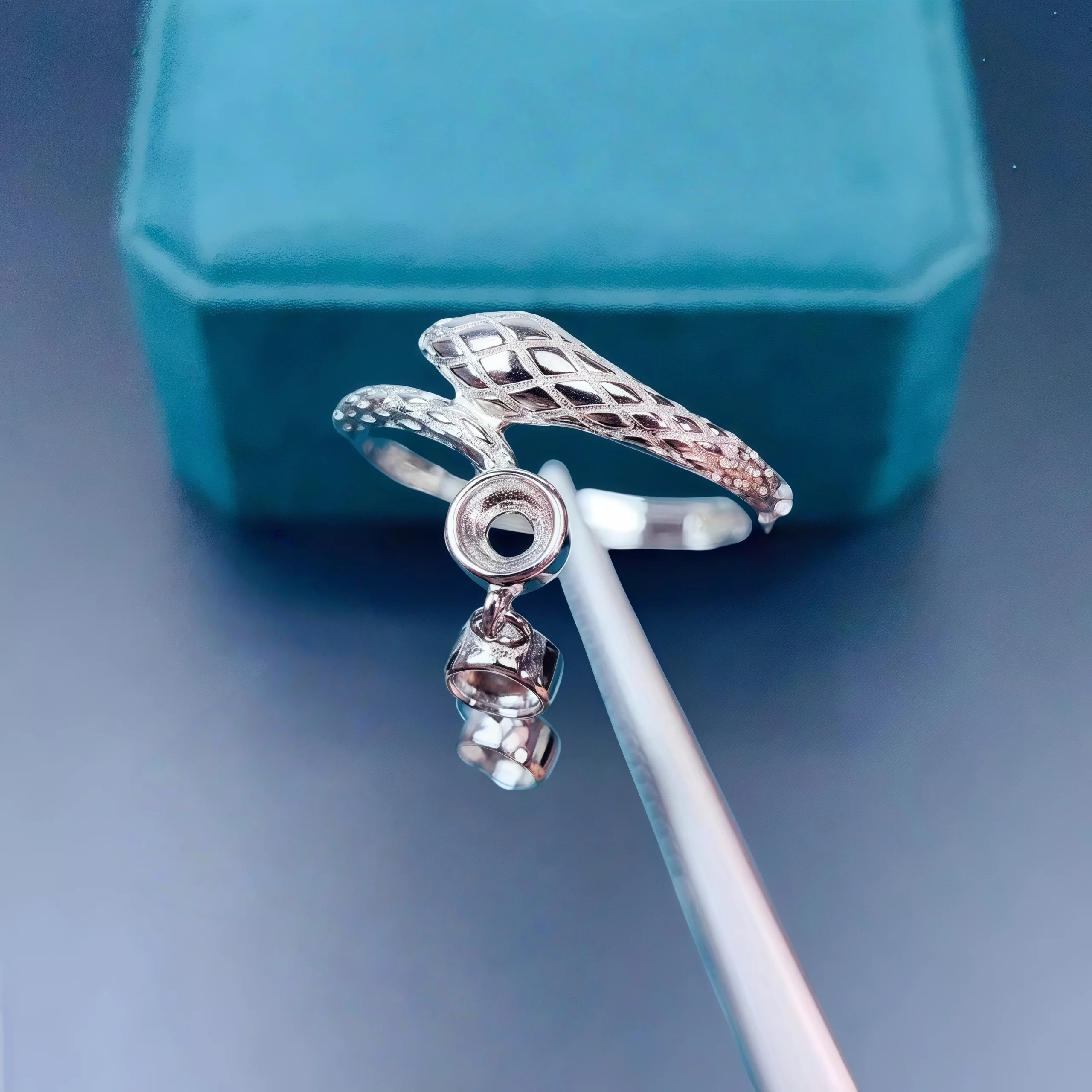 

Setting 3mm Round Stone Fashion DIY Empty Ring Holder S925 Sterling Silver Fine Snake Design Charm Wedding Jewelry for Woman
