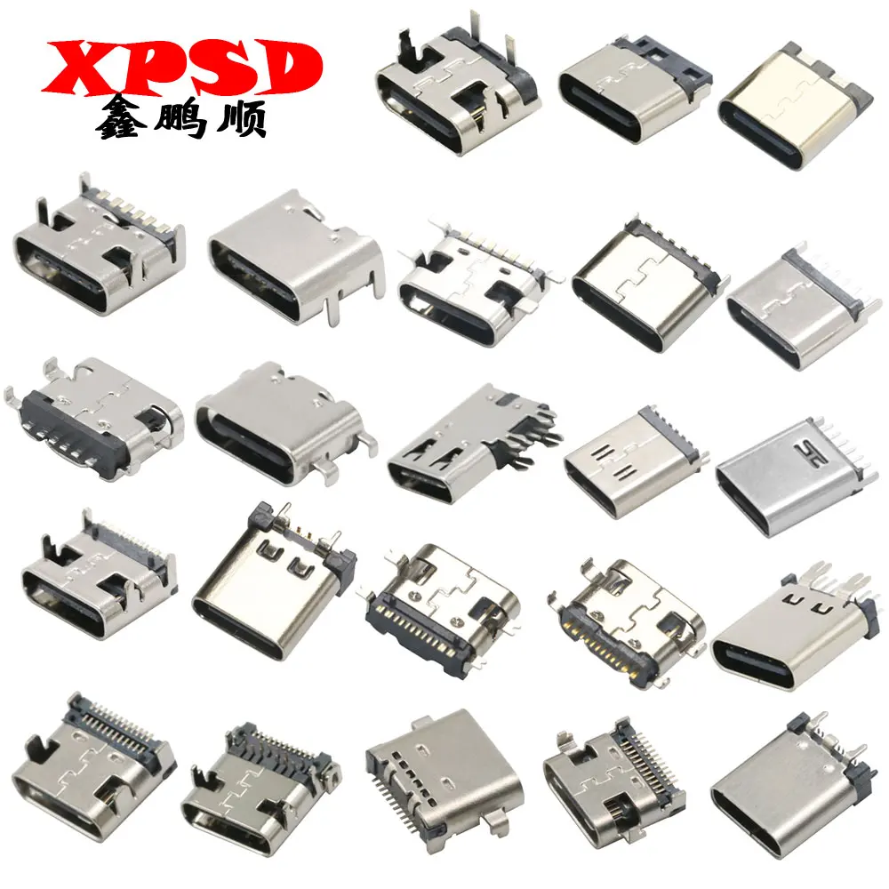 

Type C USB 3.1 2 6 14 16 24 Pin Connector Type-C Socket SMT SMD DIP Female Jack For PCB High Current Charging Port Transfer Data