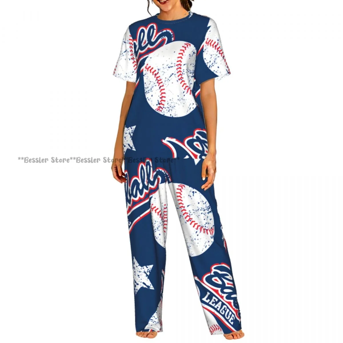 

Женский комплект из 2 предметов: пижама Baseball Stars, топ с короткими рукавами и брюки, одежда для сна