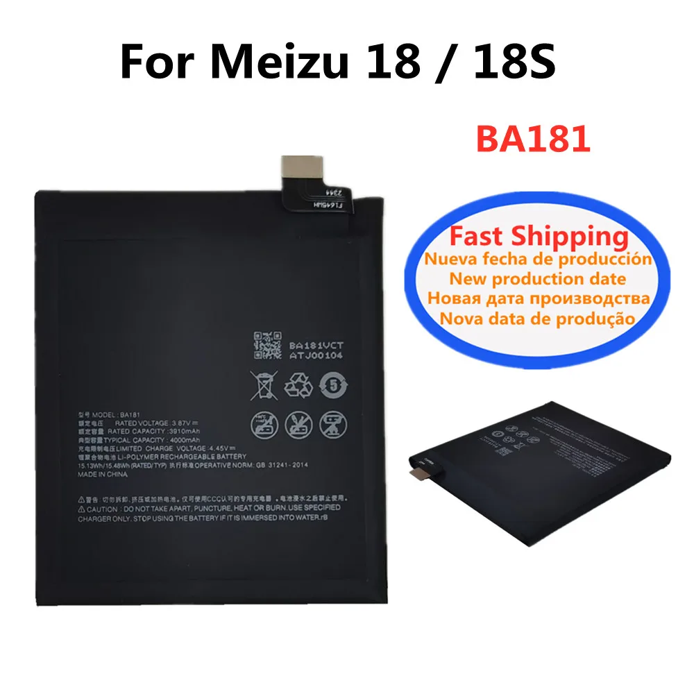 

4000mAh Replacement Battery BA181 For Meizu 18s 18 High Quality Phone Batteries Fast Shipping