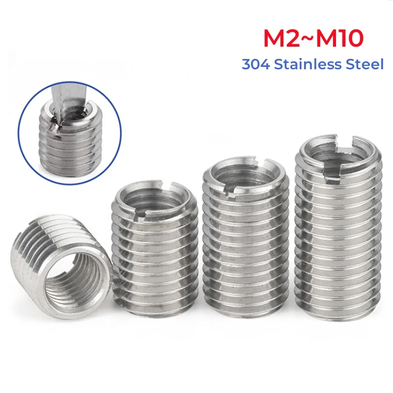 304 Stainless Steel Inside Outside Thread Slotted Adapter Screw M2~M10 Wire Thread Insert Sleeve Conversion Nut Coupler Convey