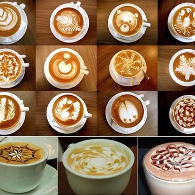 Reusable Mold Coffee Milk Cake Cupcake Stencil Template Coffee Barista Cappuccino Template Strew Pad Duster Spray Tools 13 Type