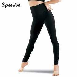 Speerise senhoras cintura alta elastano leggings comprimento total calças de dança plus size cintura elástica leggings