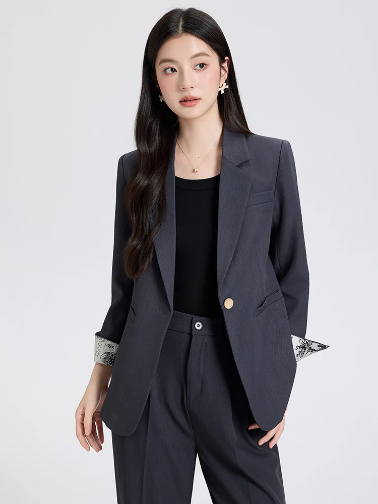 Casual Women's Suit2025New autumn collection: elegant and loose-fitting slimming suit paired with wide-leg pants two-piece set