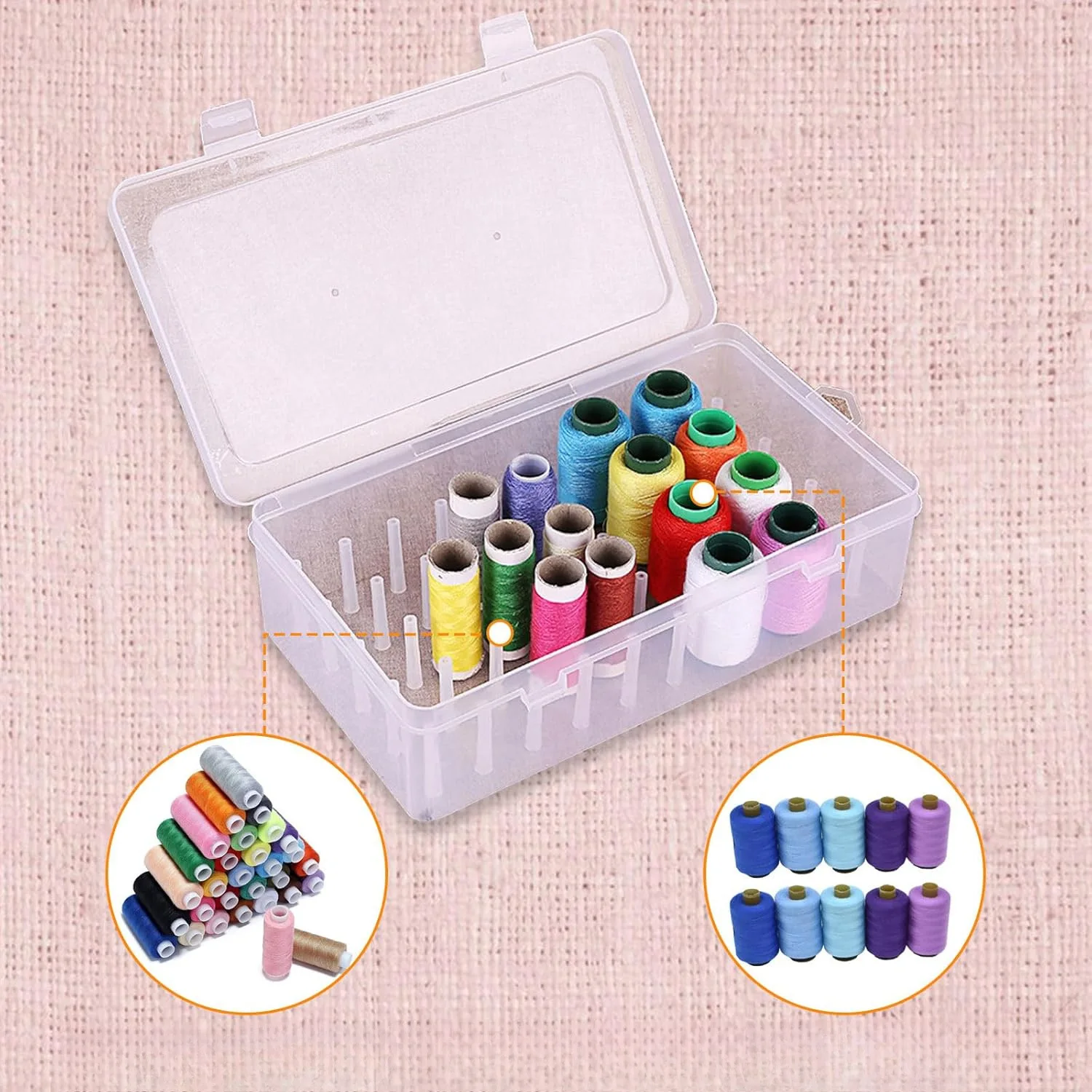 42 Axis Transparent Needle And Thread Box Household Multi-Functional Storage Set - Sorting Thread Box with Clear View