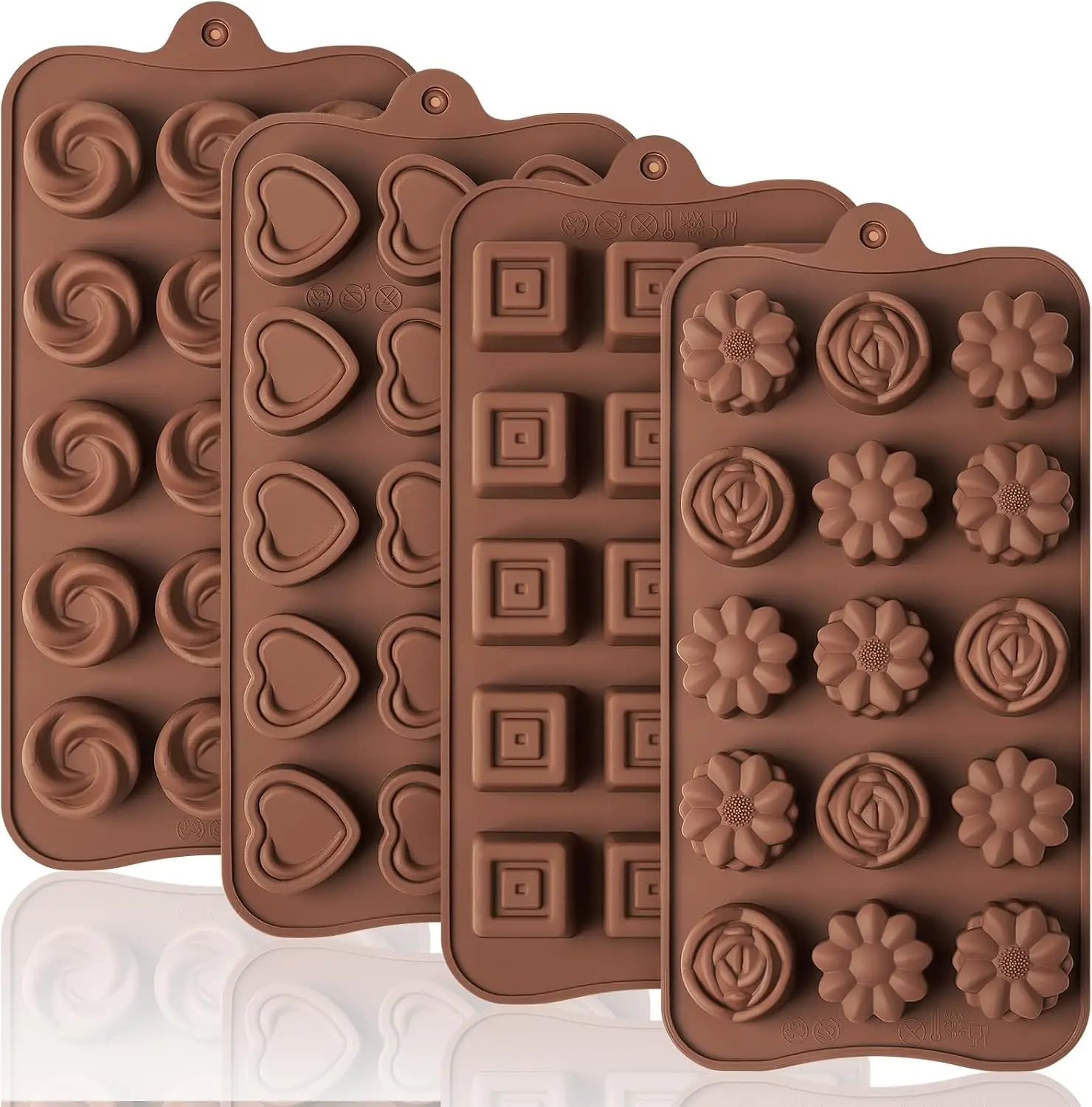 Moldes de silicona para chocolate, moldes antiadherentes para dulces para hacer chocolates, dulces, trufas, dulces de goma y gelatina