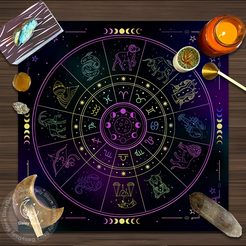 Скатерть для гадания с 12 созвездиями, алтальная ткань, настольная игра, астрология удачи, коврик для карт с изображением оракла, подставка для капель игр, декор для общежития