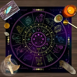 Mantel de Tarots, 12 Constelaciones, adivinación, Altar, juego de mesa, astrología de La Fortuna, Oracle Card Pad, Drop Game, decoración del dormitorio