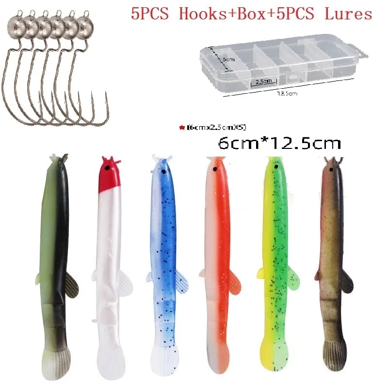 5 قطعة الطعم الناعم محاكاة بيونيك مضيئة مع BKK هوك 7.5 سنتيمتر/2 جرام ثلاثية الأبعاد الطباعة جثم المياه العذبة الصيد إغراء معالجة #1