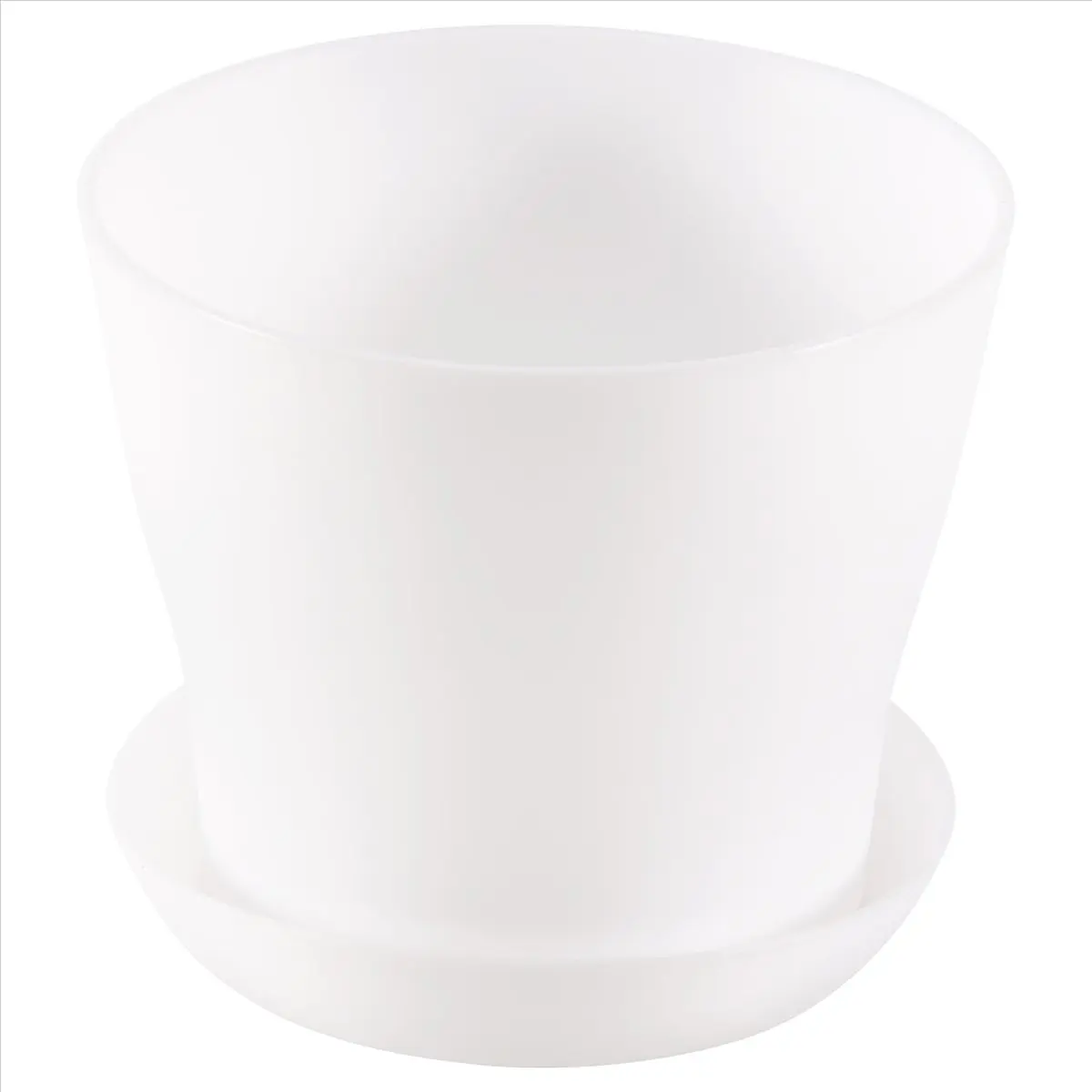 B-est Plastic Plant Flower Pot Planter With Saucer Tray Round Gloss Home Garden Decor, White Upper -, 14cm / 5.51