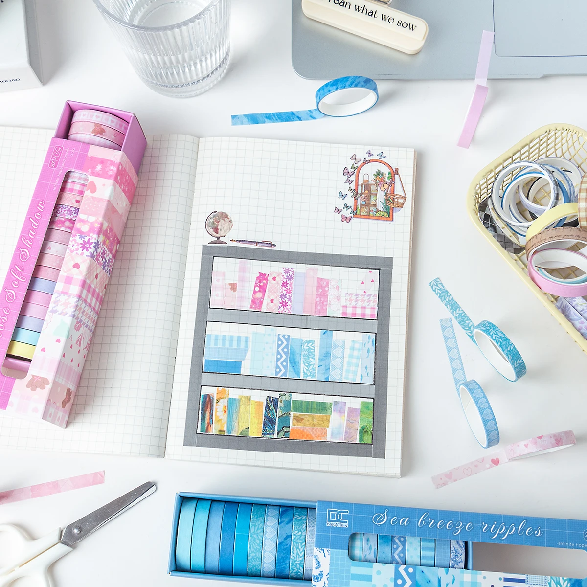 ヴィンテージストライプテープ20ロールセット、DIYフォトフレーム、日記、ギフトボックス包装、絶妙な装飾アイテムに最適