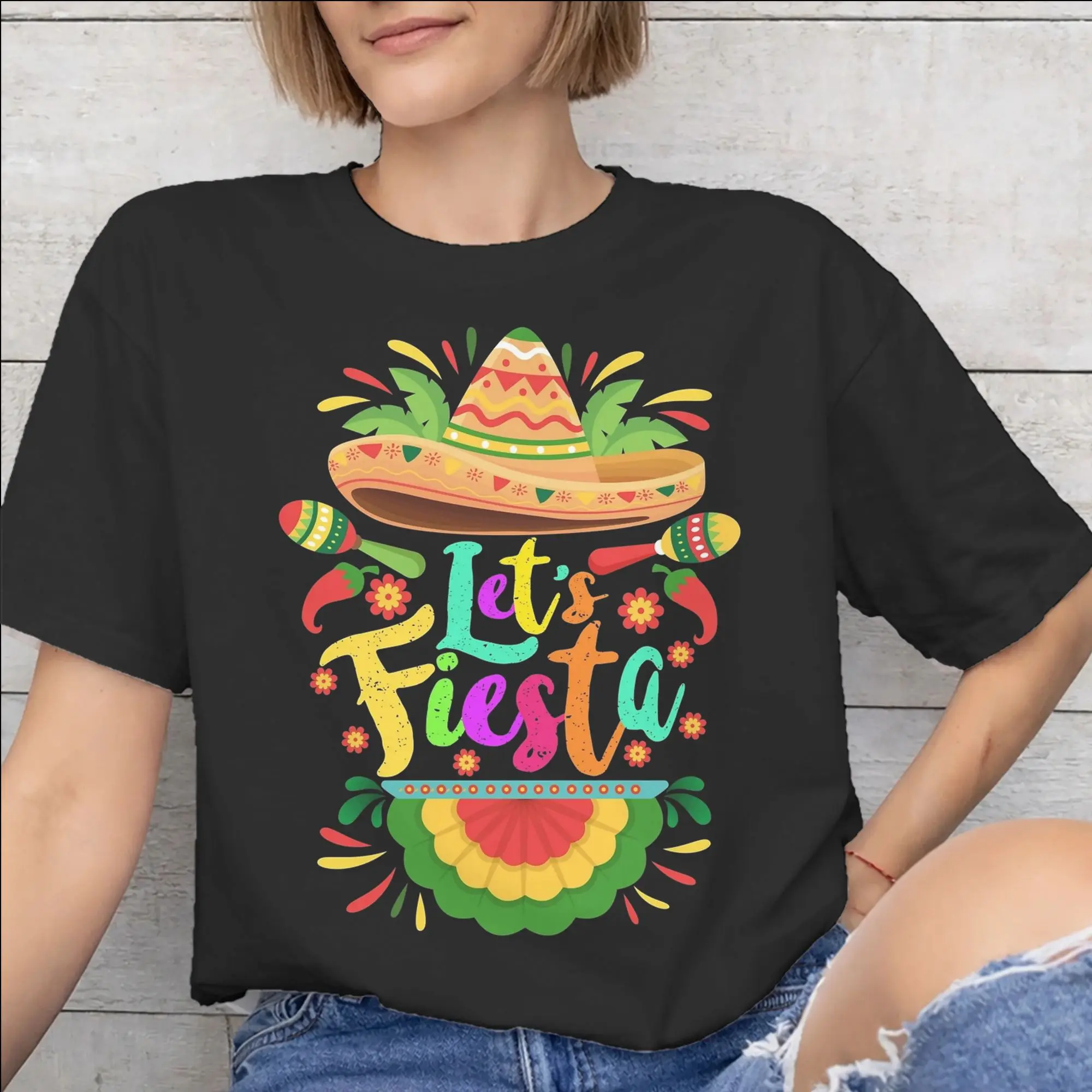 Let's Fiesta Cinco De Mayo  Tee Shirt for Men Women Gift T Shirts  100% Cotton Clothes