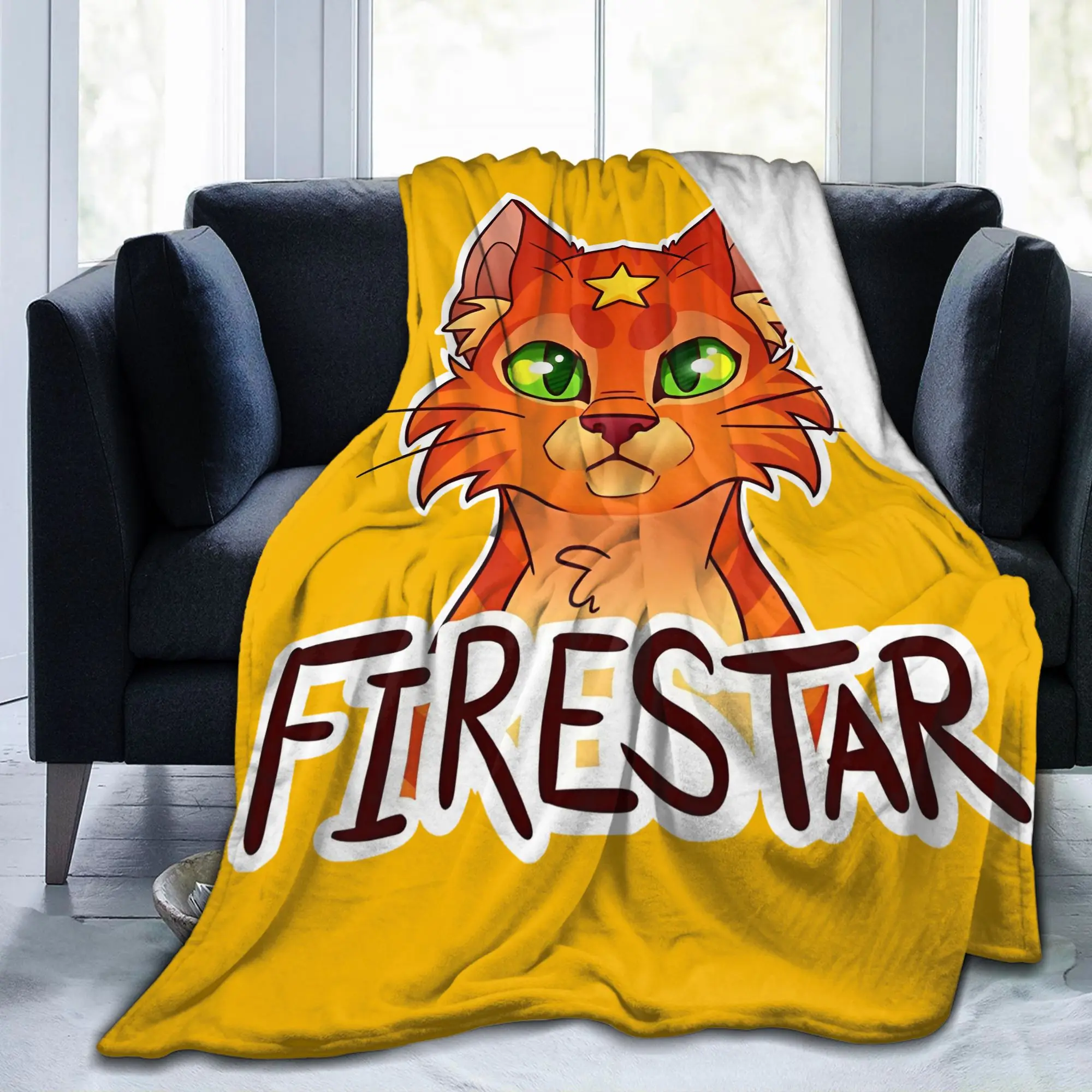 Firestar Warriors Headshot Cats Awesome Blankets Flannel Warrior Cartoon Soft Throw Blanket for Bedspread Gift Multi-function