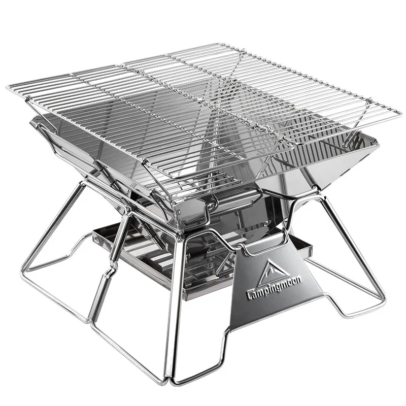 Steel Folding Portable BBQ Grill Stove Campingmoon MT-2  Outdoor Camping Picnic Set Camping Barbecue Rack