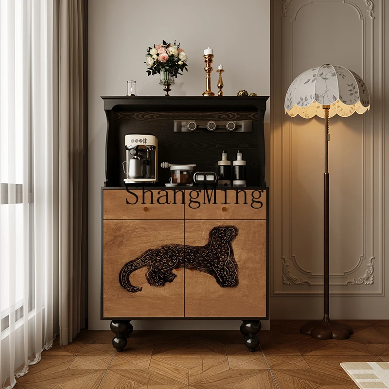 

CL medieval solid wood cupboard household dining side storage cabinet living room storage water bar coffee cabinet