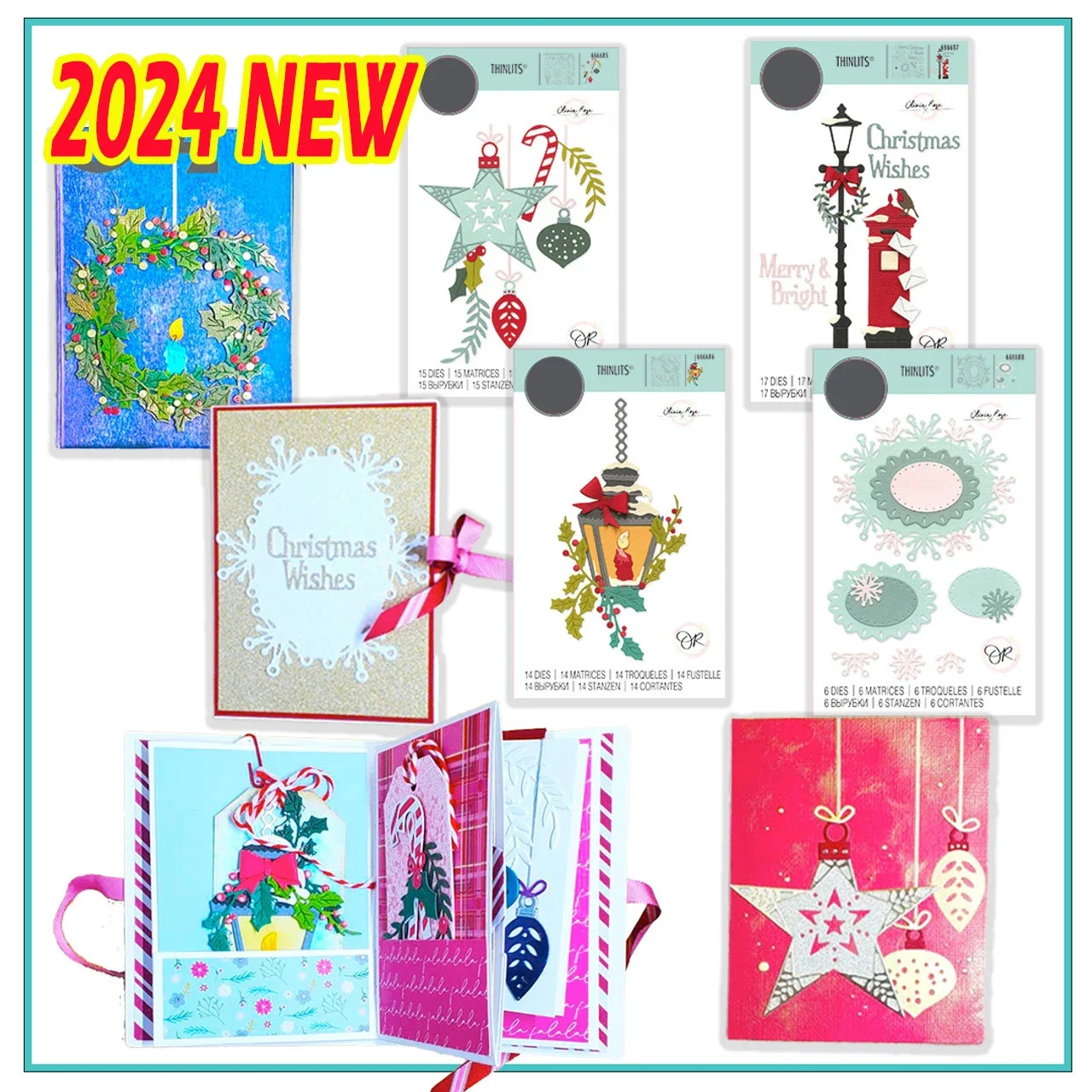 New Arrival2024 THINLITS Pack Mini Christmas Bundle Dies Scrapbook Diary Decoration Stencil modello di goffratura fai da te saluto auto