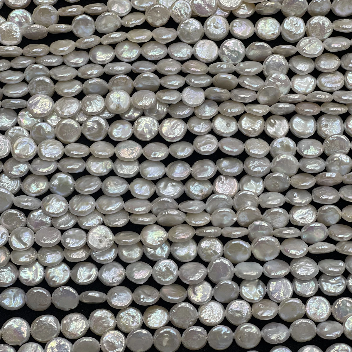 8–9mm High-quality Button-shaped Natural Freshwater Pearls 36cm Semi-finished Strand Beads for Jewelry Making DIY Women Necklace