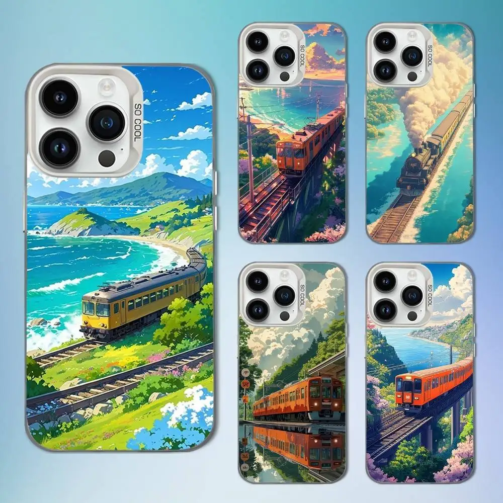 

Cartoon Art Classic Train Phone Case For iPhone 16,15,14,13,12,11,Mini,Pro,SE,MAX White Matte Shockproof Cover