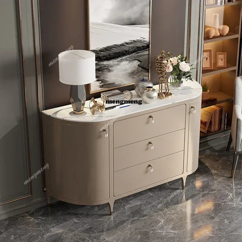 

Nordic Cream Style Living Room Cabinet Modern Simple High-end Semi-circular Kitchen Cabinet Storage Home Furniture Vitrina