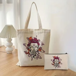 2pcs/set Jujutsu Kaisen Print Tote Bag, Large Capacity Shoulder Bag, Women's Casual Handbag for Work School Shopping