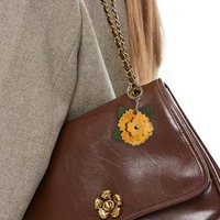 Entrance Guard Card Peony Flower Keychain Keyring Protective Case Peach Blossom Access Card Holder PU Leather Creative