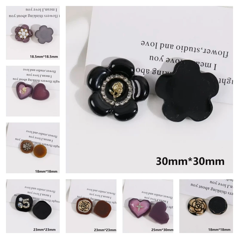 Wholesale 30pcs/lot color print geometry square hearts flowers shape resin cabochon beads diy jewelry garment hair accessory