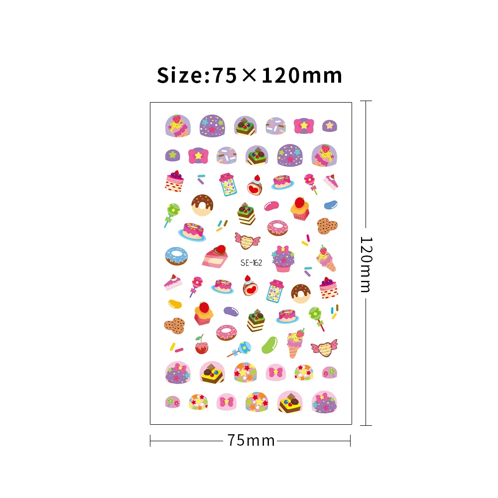 Autocollants pour ongles de dessin animé mignon pour enfants, conception de dessert de bonbons, décoration d'art d'ongle, autocollants de bricolage pour N64, feuille de manucure, fournitures pour ongles