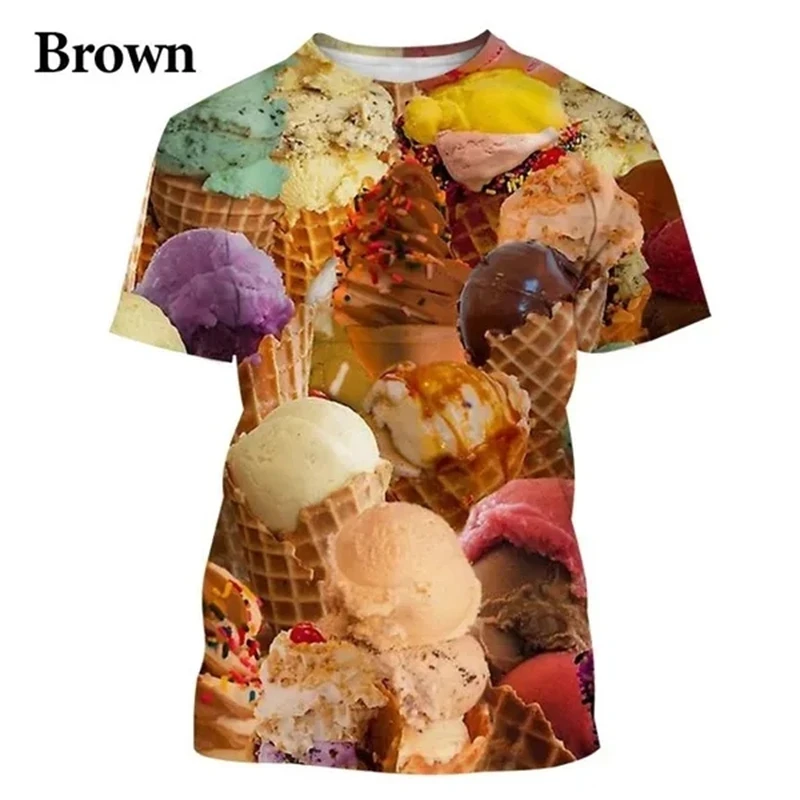 Summer New Men's T-shirt 3D Printed Pattern Ice Cream Short Sleeve Round Neck Plus Size Top Casual Cool Fashion Top