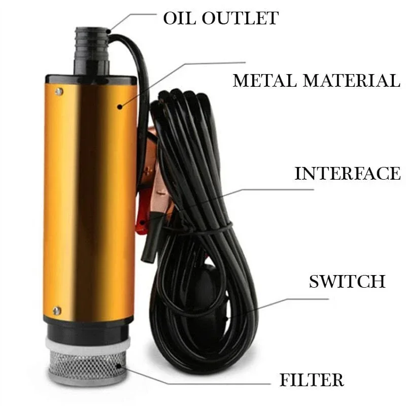 

Portable Mini 12V 24V DC Electric Submersible Pump For Pumping Diesel Oil Water Aluminum Alloy Shell 12L/min Fuel Transfer Pump