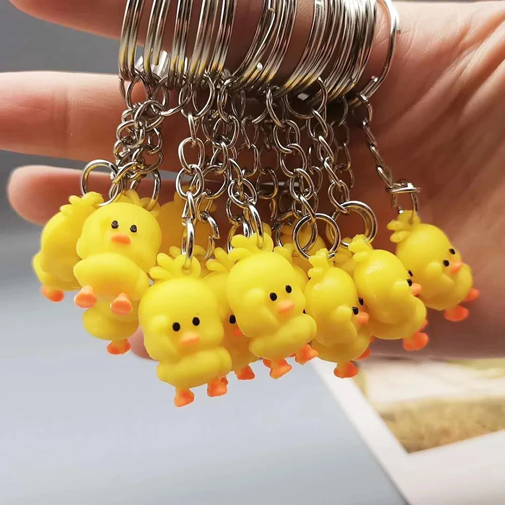 Mini Cartoon Cute Little Duck Pendant Key Rings Key Chain Keychain