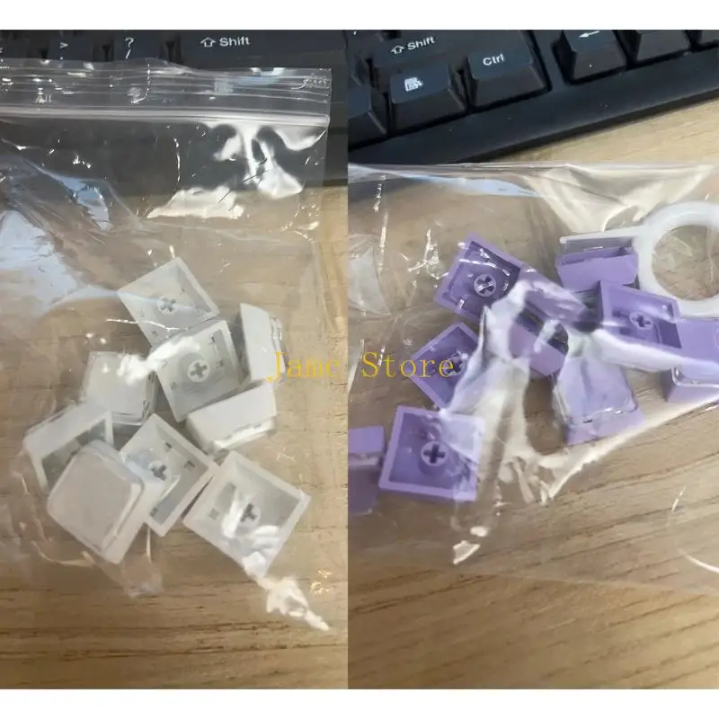 LX0B 8pcs PBT Keycap en blanco Conjunto perfil Cheey PBT+PC 1U Capas teclas para teclados mecánicos con color clásico