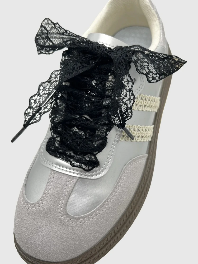 100-140cm 1Pair Fancy Lace Shoelaces for Women Casual Shoes Width Flat Shoelace for Sneakers Black White Shoe Laces Accessorices