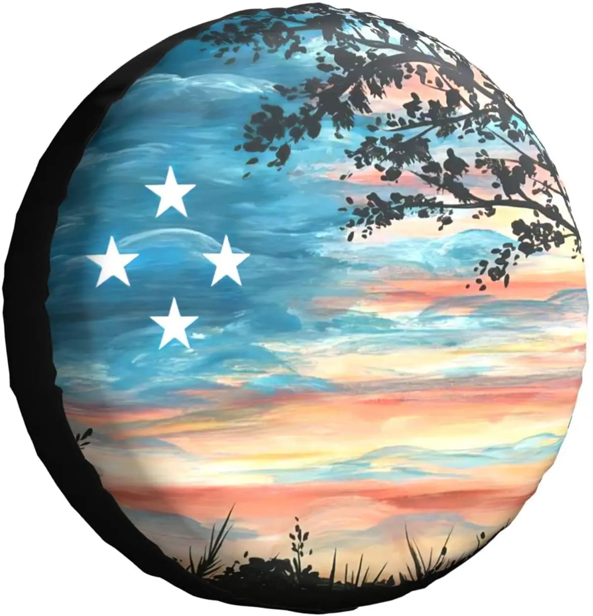 

Fresquo American Flag Sky Spare Tire Cover Wheel Cover Waterproof Universal Camper Accessories Fit for Trailer, Rv, SUV, Camper