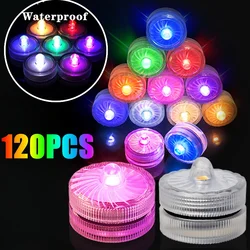 120PC Submersible Waterproof LED Tea Light Pond Underwater Tealights Battery Operated Flameless Electric Candles Vase Pond Decor