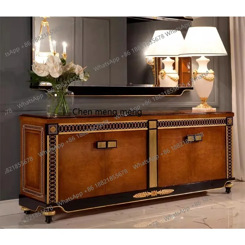 dining side cabinet, large apartment in the villa entrance, solid wood four-door tea, entrance locker