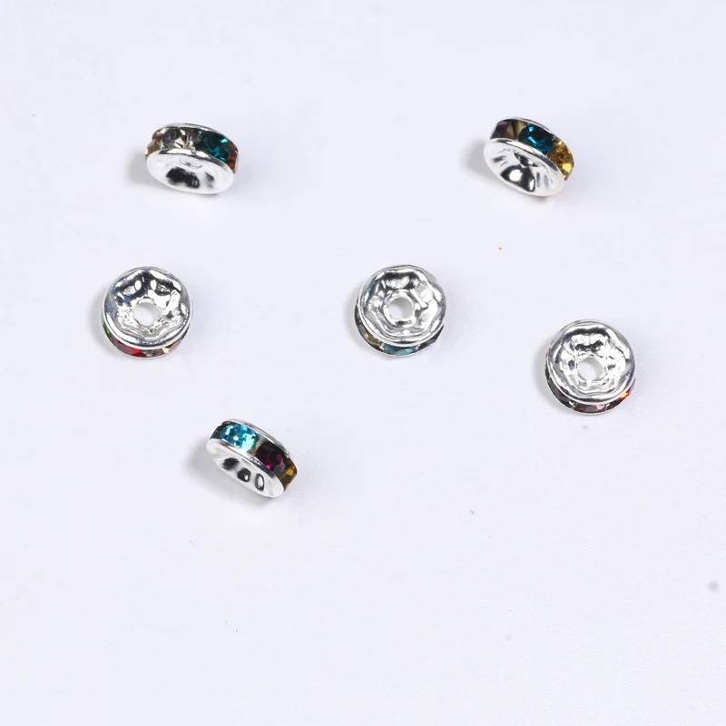  4-10 مللي متر 50 قطعة سبعة ألوان مختلطة حجر الراين خزر عازل DIY بها بنفسك أقراط صنع المجوهرات الملحقات #5