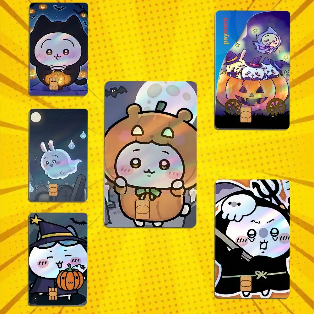 Cute Halloween rabbit hamster Laser-like texture Card Stickers Credit Visa Debit Bank Charge Card Bus Metro Waterproof Sticker