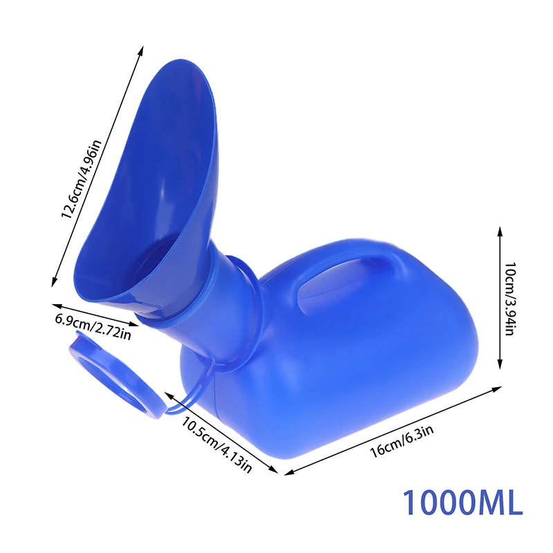 With Lid Pee Large Capacity Urinary Bottle 1000ML Blue Unisex Urinal Mobile Toilet Pee Storage Tool Travel Car Pee Bottle