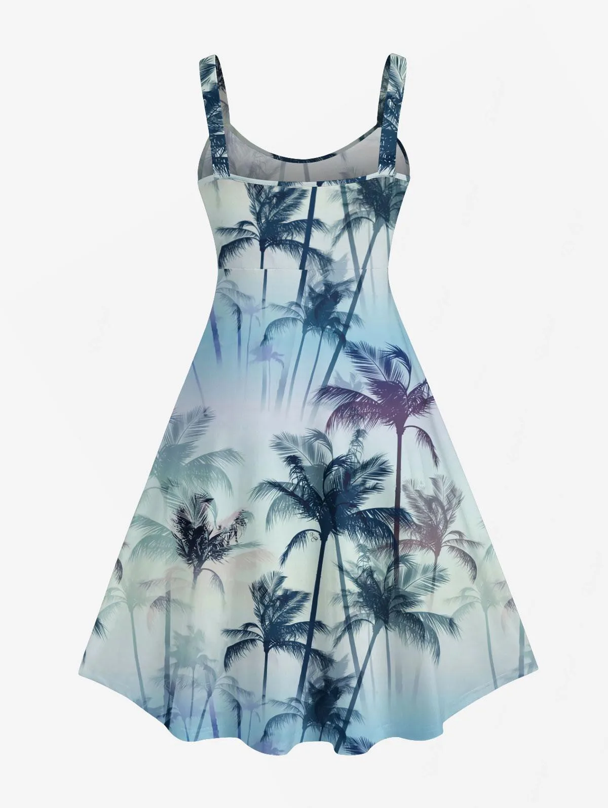Rosegal Matchable Couple Hawaiian  Coconut Tree Ombre Print Shirt or Plus Size Flare Tank Dress 2026 new Holiday Couple Outfits