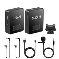 SOKANI TINY UHF Wireless Lavalier Microphone System Lapel Lav Mic for DSLR Cameras Phone iPhone Android Smartphone Canon Nikon S