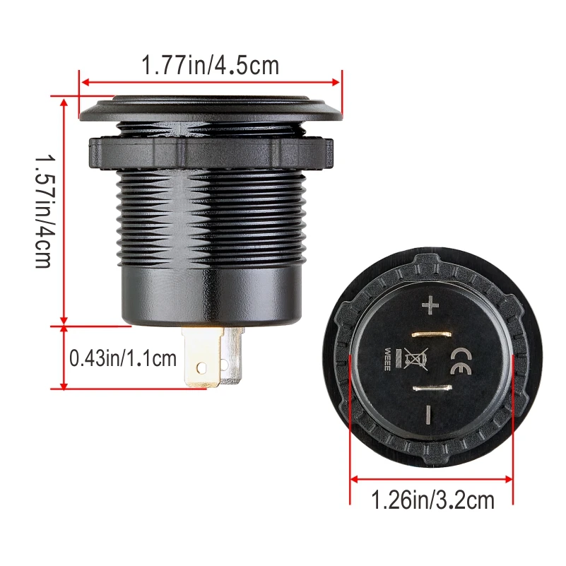 Type c usb socket 12v fast charge with voltmeter Power Outlet Dual USB adapter for 12V/24V  for Cars Boats Motorcycle