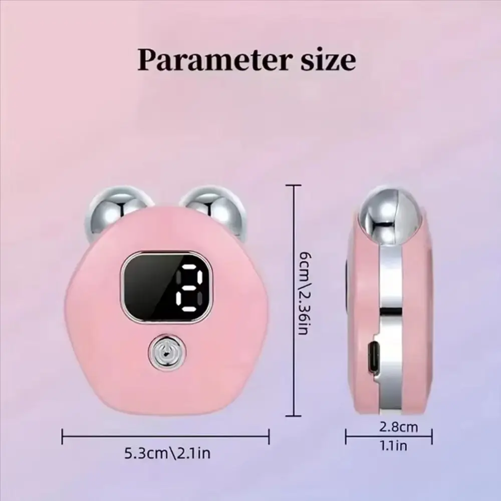 3 Levels Electric Facial Massager Adjustable EMS Microcurrent V-face Lifting Roller Thermal Vibration Digital Display