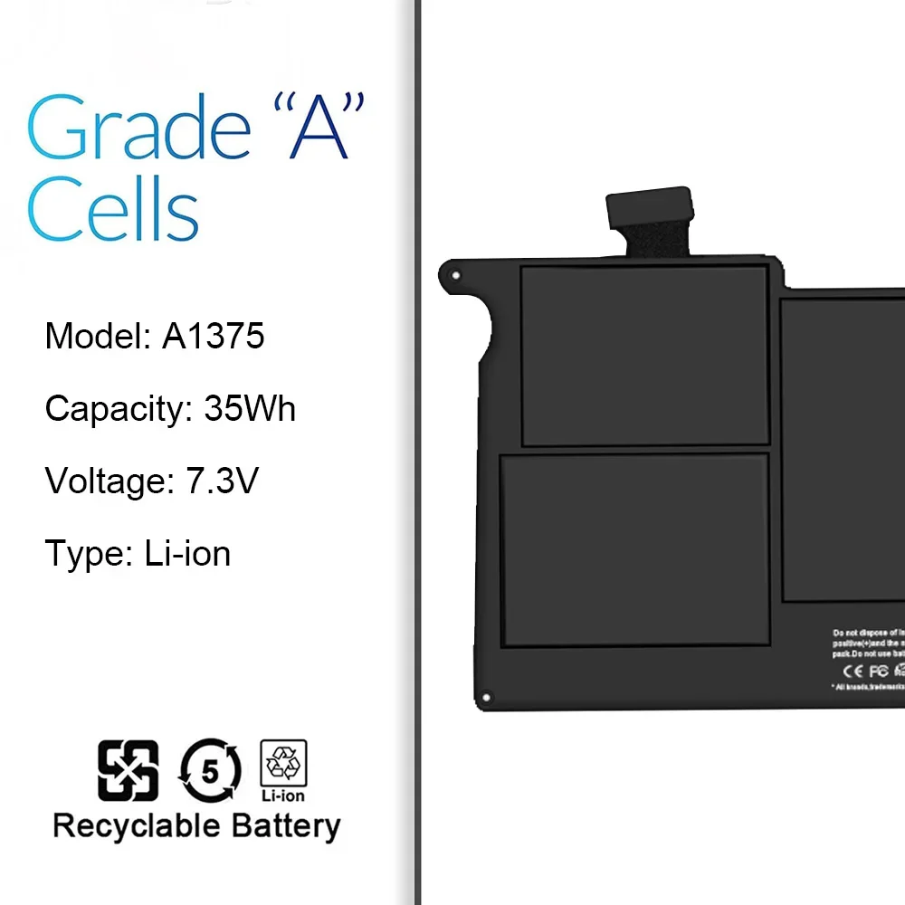 SKOWER A1375 Battery A1406 A1465 for Apple MacBook Air 11 inch A1370 2011-2015