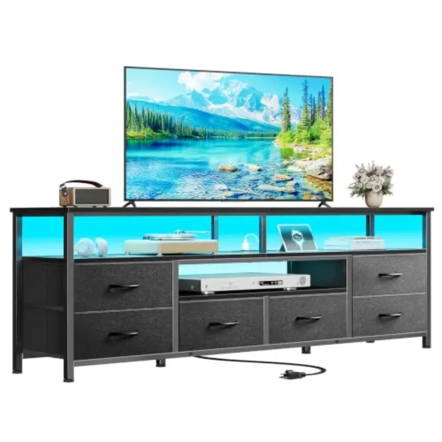 63'' LED TV Stand, Entertainment Center w/Power Outlets