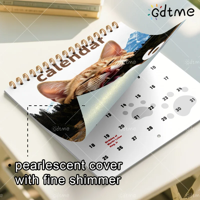 1pc2026 مجردة القط السحري طبعة مطورة بيرليسسينت التقويم جدار التقويم، تصميم أصلي بسيط وأنيق منتج جديد