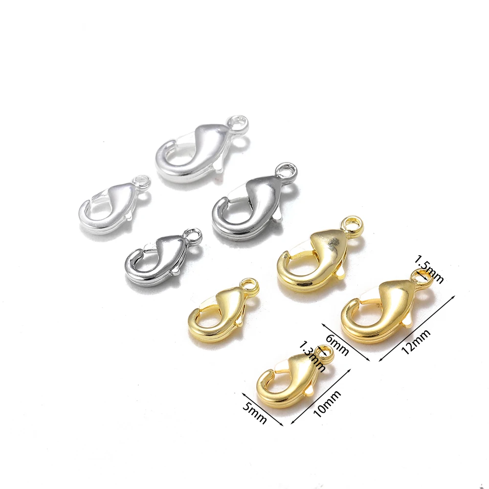 10/20Pcs 10/12mm 14K/18K Gold Plated Lobster Clasps Jewelry Findings Connectors for DIY Bracelets Necklace Chian Jewelry Making