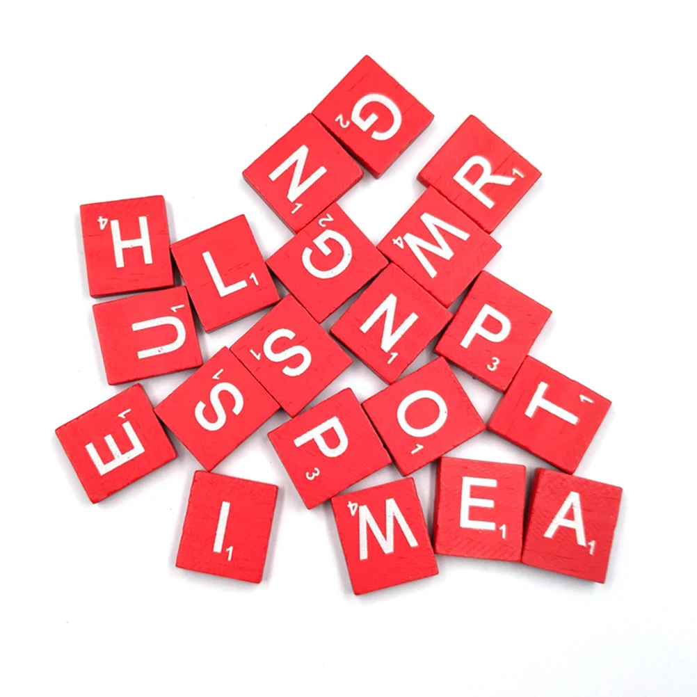 100 Piezas de Cubos de Madera con Letras del Alfabeto, Color Rojo Natural, 26 Letras, Bloques de Alfabetización para Manualidades Infantiles, Aprendizaje, Decoración con Virutas de Madera