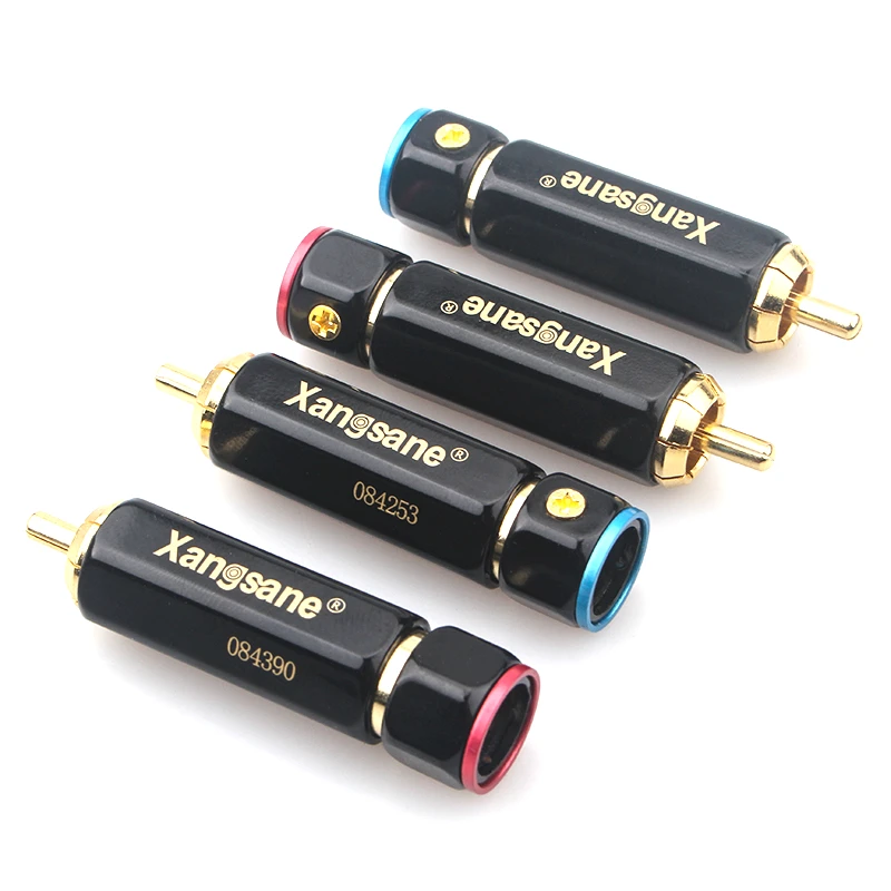 Hi End Self-locking Audio Adapter Solder-free RCA Connector Gold Plated Lotus Head Video Support  RCA Male Plug Adapter
